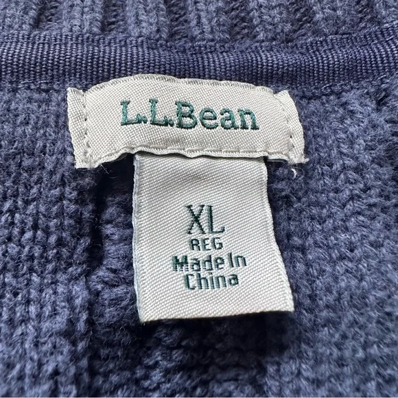 L.L.Bean Women’s XL Navy Blue Double L Cable Knit Sweater 100% Cotton Fisherman - Picture 7 of 14